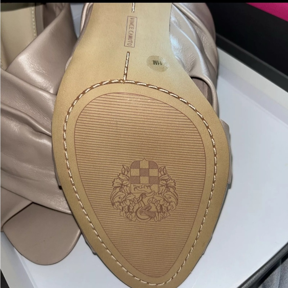 Vince Camuto Clarstie Nocciola Mestico Leather Mules Shoes 11 Medium (Nude) - Picture 3 of 6